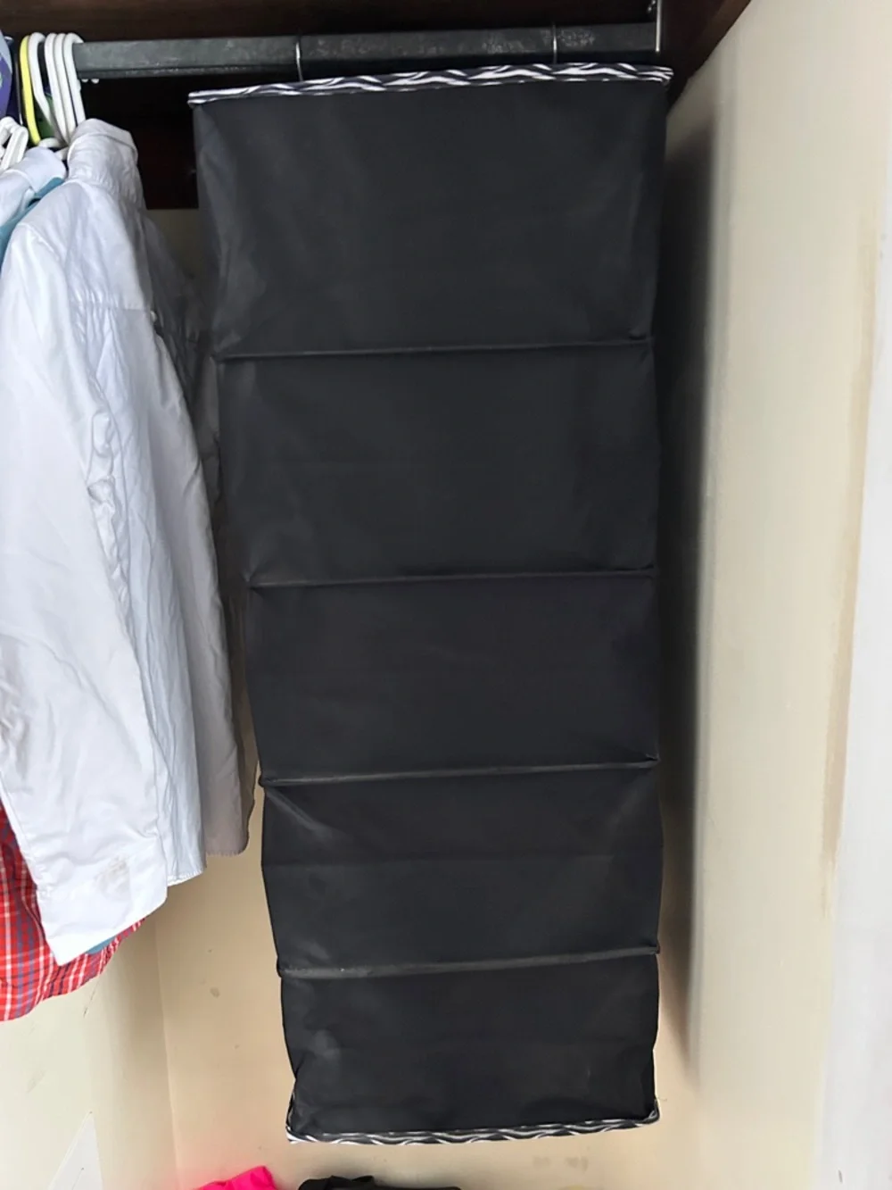 Clever Container closet organizer, black, 35 inches long, 14 inches wide